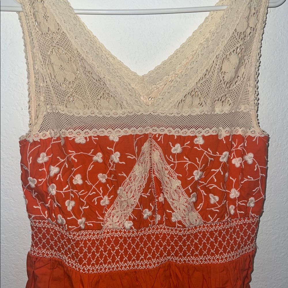 Moulinette Soeurs Orange and Cream Lace Dress - Picture 4 of 4